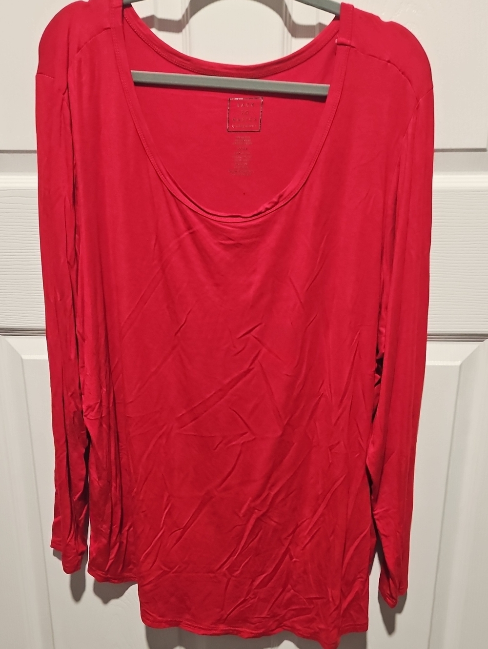 Ashley Stewart Red Long Sleeve Scoop Neck Top